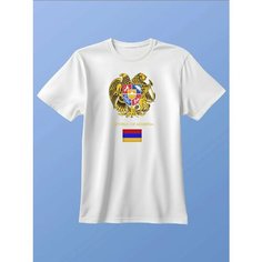 Футболка Zerosell флаг армении с гербом, размер XXL, белый
