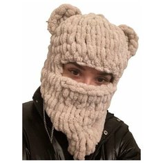 Балаклава для женщин, размер 54, бежевый Umka Knit Shop