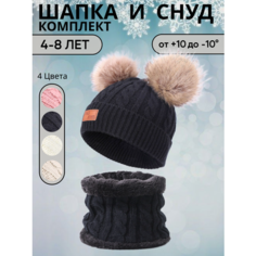 Шапка для девочек, размер OneSize, черный Нет бренда