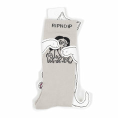 Носки RIPNDIP Носки с котом Cat Lady - Grey, размер Универсальный, черный, бежевый, белый