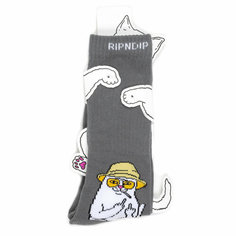 Носки RIPNDIP Носки с котом Nermal S Thompshon - Charcoal, размер Универсальный, серый, желтый, белый
