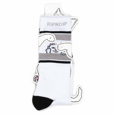 Носки RIPNDIP Носки с котом Peeking Nermal - Grey/White, размер Универсальный, серый, белый, синий