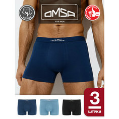 Трусы Omsa B_OmB 1234-1, комплект из 3 шт., размер XXL, голубой, синий, черный