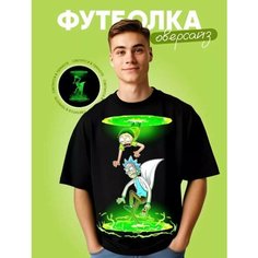 Футболка, 1 шт., размер Рик и морти 52, черный Нет бренда