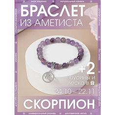 Браслет-нить X-Rune, аметист, 1 шт., размер 16 см, размер one size, диаметр 6 см, серебристый, фиолетовый