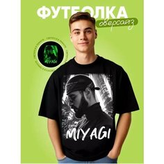 Футболка, 1 шт., размер Мияги 52, черный Нет бренда