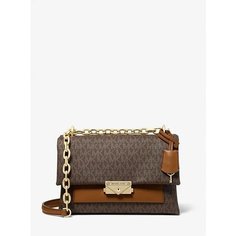 Сумка кросс-боди MICHAEL KORS, фактура зернистая, тиснение, матовая, гладкая, перфорированная, коричневый