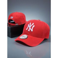 Бейсболка мужская NY для мужчин и женщин, размер 55/60, красный/белый Без бренда