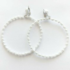Серьги клипсы, бисер, белый Нет бренда