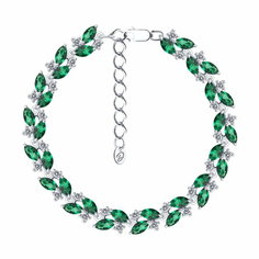 Браслет Diamant online, серебро, 925 проба, ситалл, фианит, длина 19 см., бирюзовый