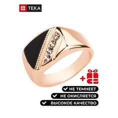 Кольцо TEKA, фианит, размер 20, золотистый