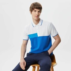 Поло LACOSTE, размер T3, белый/синий