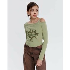 Лонгслив Gloria Jeans Ready! Steady! Go!, размер 6-8л/122-128, оливковый