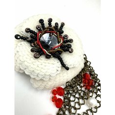 Брошь Королевство Птички & Бабочки, стразы, белый/черный