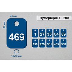 Номерок для гардероба, гладкая фактура, 200 шт., синий Нет бренда