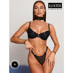 Комплект нижнего белья Luxtdilingerie, размер 75С/OneSize, черный