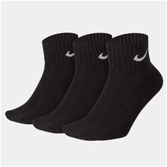 Носки NIKE Cushioned Ankle Socks, комплект, 3 пары, 3 уп., размер S INT, черные