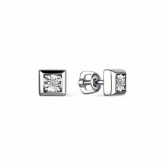 Серьги пусеты Diamant online, серебро, 925 проба, бриллиант, длина 0.63 см, , прозрачный