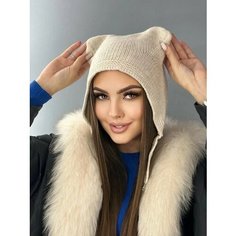 Шапка для женщин, размер универсальный, бежевый Без бренда