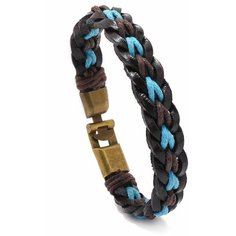 Плетеный браслет Croco Gifts, металл, 1 шт., размер 21 см, коричневый, голубой