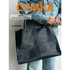 Сумка шоппер LAMACCO, фактура гладкая, темно-синий