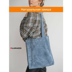 Сумка шоппер LAMACCO, фактура гладкая, голубой