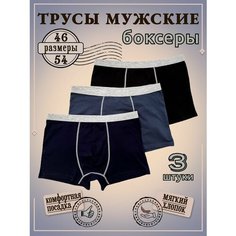 Трусы Turon textile, комплект из 3 шт., размер 48, голубой, синий