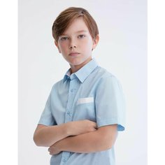 Школьная рубашка Gloria Jeans, размер 12-13л/158 (40), голубой