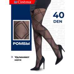 Колготки Cinema капроновые с рисунком, черные, размер 44-48, 40 den, размер 3-4, черный
