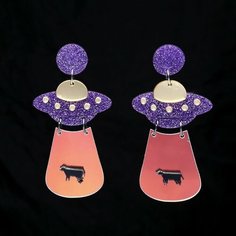 Серьги с подвесками Bag & You, акрил, бесцветный, фиолетовый