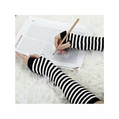 Митенки для женщин, размер ДЛИНА 31 см., белый/черный Gloves Mittens