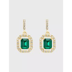 Серьги, жемчуг имитация, изумруд синтетический, золотой, зеленый be Self True Jewel