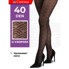 Колготки Cinema капроновые с рисунком, черные, размер M/L, 40 den, размер 3-4, черный