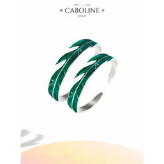 Кольцо Caroline Jewelry, эмаль, кристалл, безразмерное, серебряный, зеленый