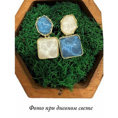 Серьги с подвесками, акрил, размер 40 мм, белый Fachion Jewelry