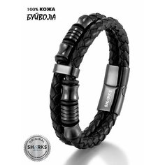Плетеный браслет Sharks Jewelry, размер 21 см, диаметр 7 см, черный