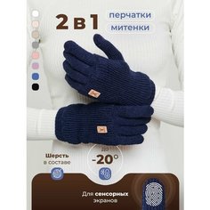 Перчатки EZcool Зима для женщин, размер Универсальный 6-8, темно-синий
