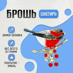 Брошь, стразы, эмаль, 1 шт., красный Нет бренда