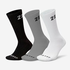 Носки NIKE, комплект, 3 пары, размер M, черный/серый/белый