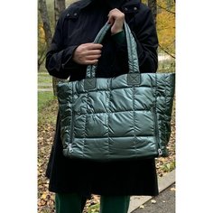 Сумка шоппер , фактура стеганая, зелёный Нет бренда