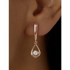 Серьги с подвесками Ювелир Карат, серебро, 925 проба, золочение, фианит, размер 8 мм, длина 3 см, , золото