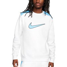 Лонгслив спортивный NIKE NSW SP FLC CREW BB, размер XL, , белый/голубой