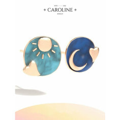 Серьги клипсы, пусеты Caroline Jewelry, акрил, размер 15 мм, золотой