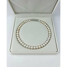 Колье, жемчуг культивированный, жемчуг пресноводный, длина 45 см, white Silver Moda