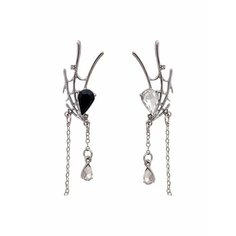 Серьги пусеты, стекло, серебряный, черный, белый be Self True Jewel