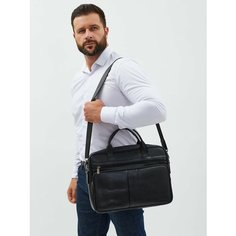 Портфель POUCHMAN, фактура гладкая, черный