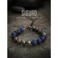 Браслет-нить SIGURD, лазурит, марказит, 1 шт., размер 16 см, синий, золотистый, коричневый, бежевый