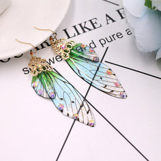 Серьги с подвесками, зеленый, золотой Murmure Shop