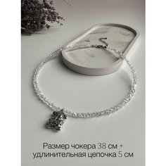 Колье, стекло, хрусталь, бисер, длина 38 см, бесцветный Нет бренда