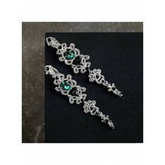 Серьги клипсы Queen Fair, стекло, размер 9 мм, зеленый